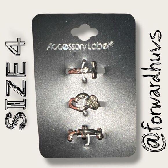 Bundle Sale 3 for $15 | Accessory Label Nickel Free Ring Set of 3 - Size 4 - Picture 1 of 7
